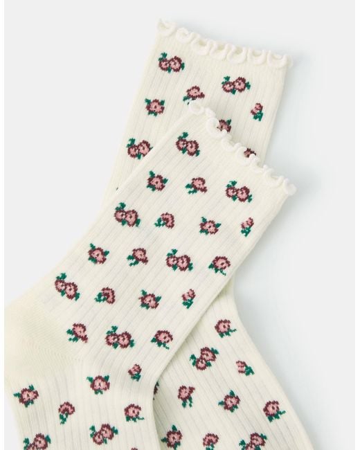 Accessorize White Flower Print Socks