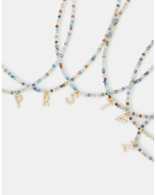 Accessorize White 14Ct-Plated Beaded Initial Pendant Necklace