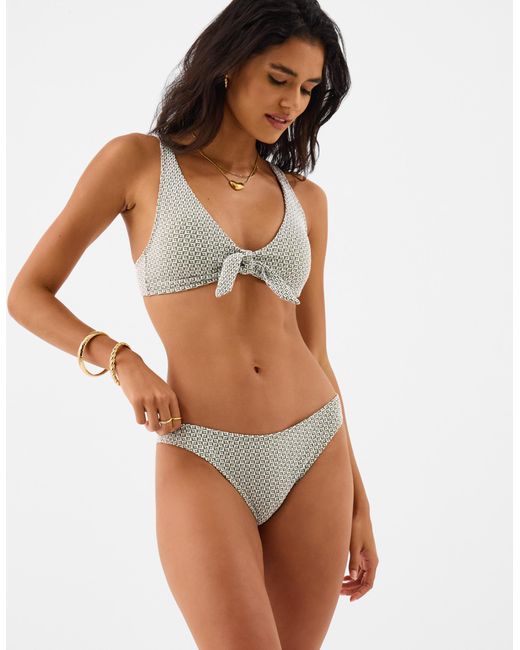 Accessorize Brown Geometric Textured Bikini Bottoms