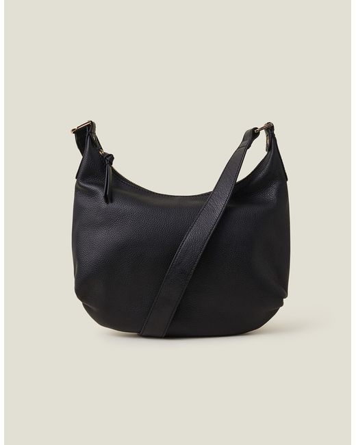 Accessorize Women's Black Leather Medium Scoop Bag