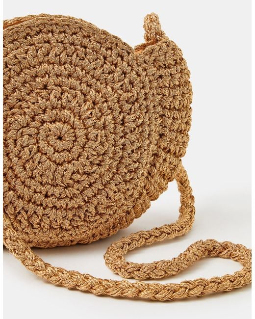 Accessorize Metallic Shell Macramé Crossbody Bag