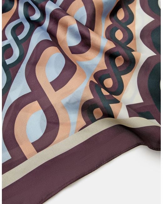 Accessorize White Link Print Square Satin Scarf