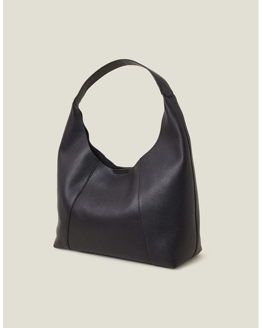 Accessorize Women's Black Leather Scoop Shoulder Bag