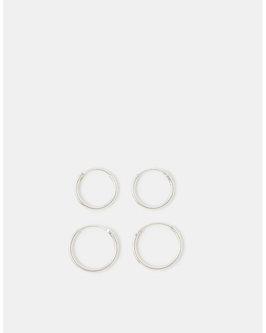 Accessorize White 2-Pack Sterling Hoop Earrings