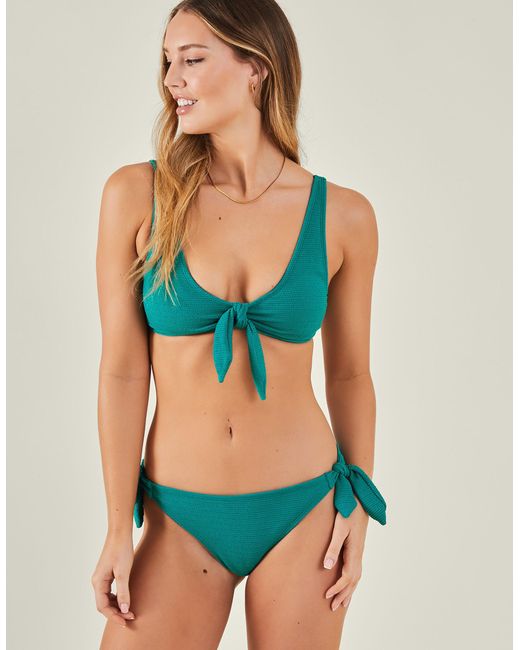 Accessorize Green Women's Bunny Tie Bikini Top Teal
