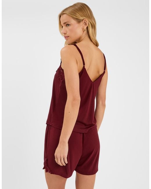 Accessorize Red Lace Trim Short Pyjamas Set