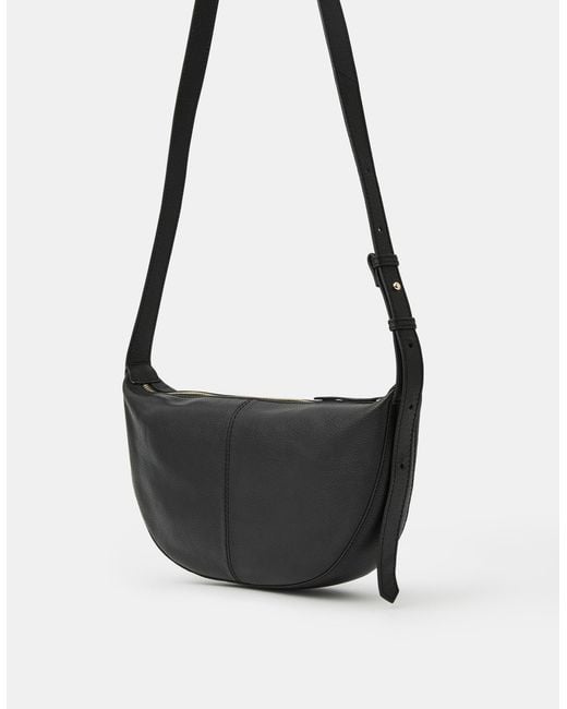 Accessorize Black Leather Sling Crossbody Bag