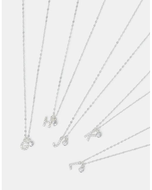 Accessorize Brown Sterling Stone Initial Pendant Necklace