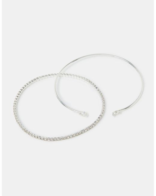 Accessorize White Sterling-Plated Cuff & Tennis Bracelet Set
