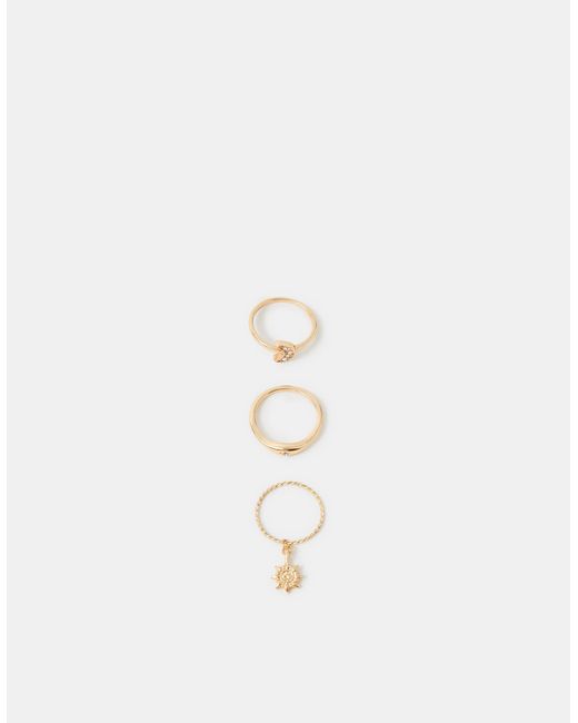Accessorize White 3-Pack Sun Charm Rings