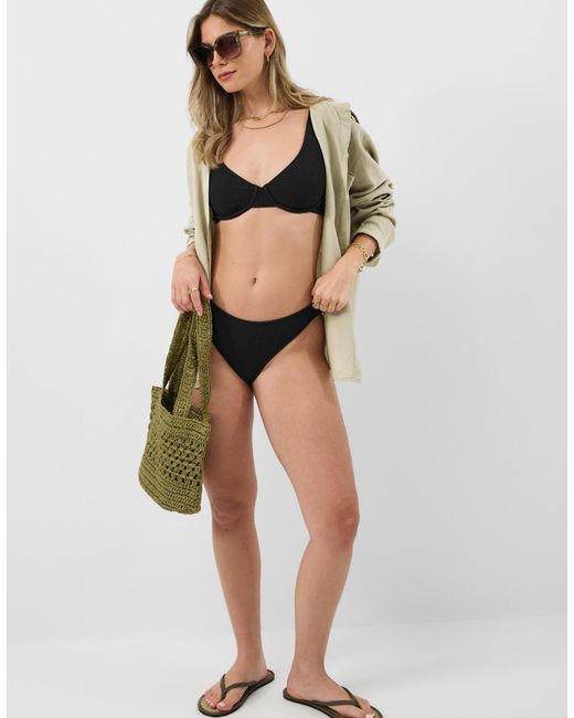 Accessorize Black Crinkle Textured Bikini Bottoms