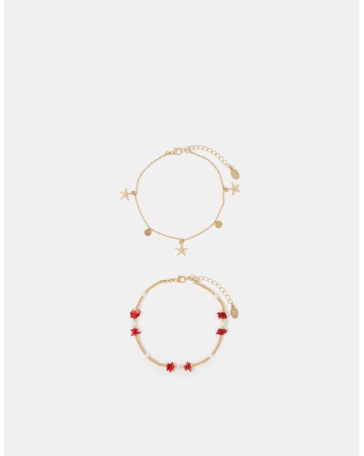 Accessorize Natural 2-Pack Starfish Charm Anklets