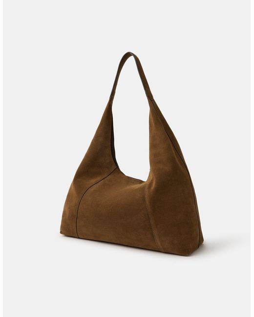 Accessorize Brown Large Suede Shoulder Bag