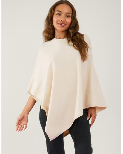 Accessorize Natural Lightweight Knitted Viscose Knit Poncho