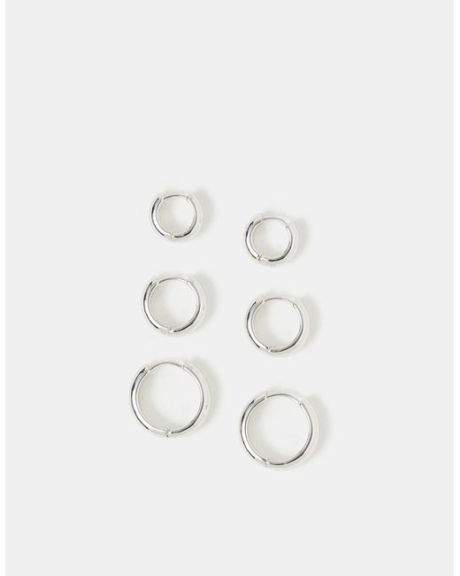 Accessorize Black 3-Pack Sterling-Plated Hoop Earrings