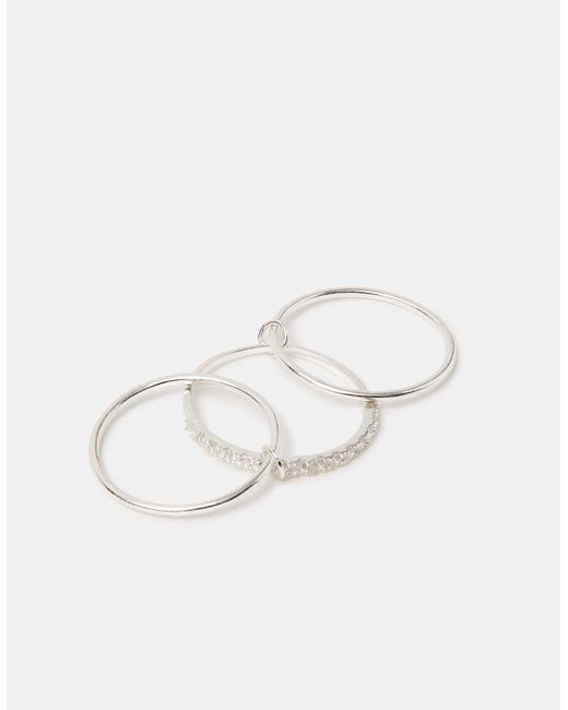 Accessorize White Sterling Triple Band Ring