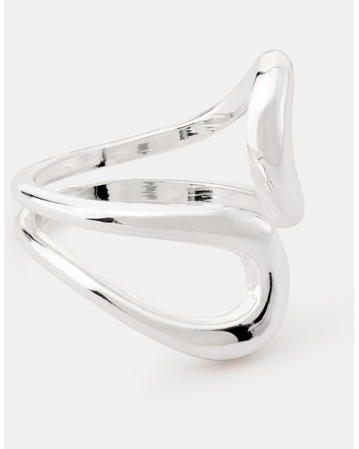Accessorize White Sterling-Plated Fluid Ring
