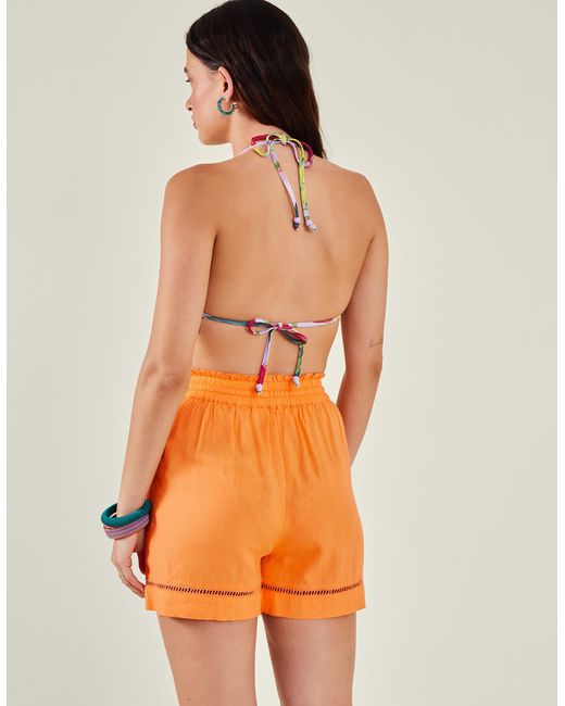Accessorize Longline Embroidered Shorts Orange