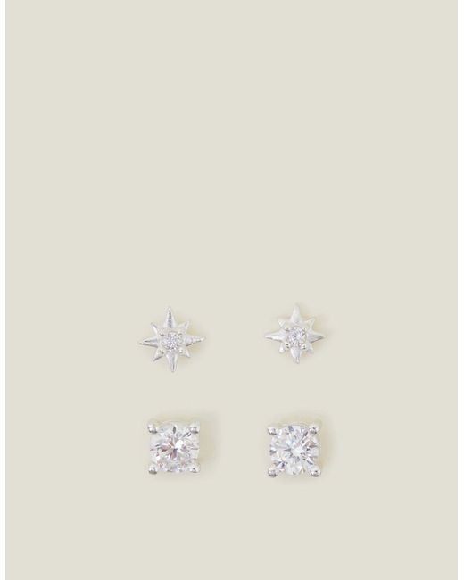 Accessorize Natural 2-Pack Sterling-Plated Star Stud Earrings