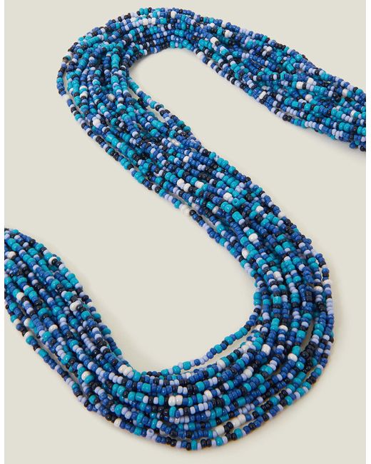 Accessorize Blue Beaded Collar Necklace, Size