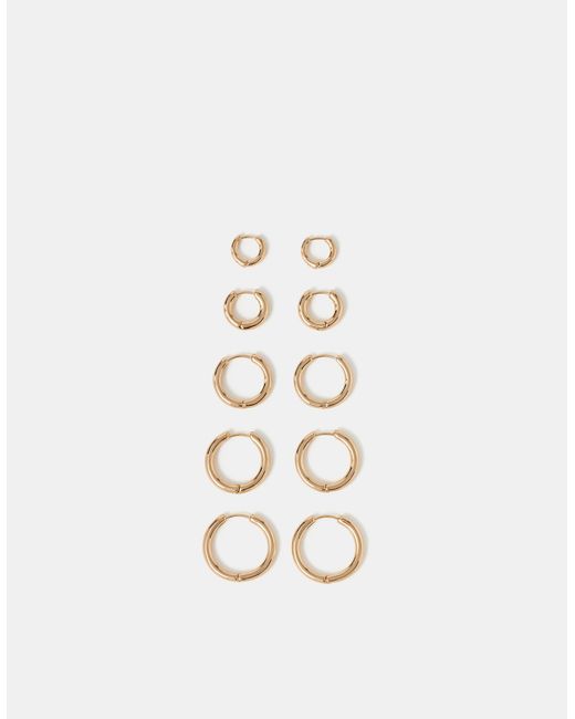 Accessorize Brown 5-Pack Mix Huggie Hoop Earrings