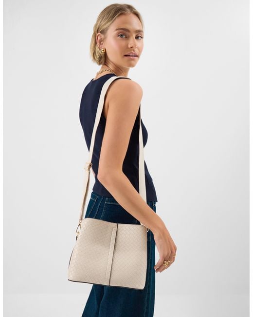 Accessorize Blue Faux Leather Webbing Strap Crossbody Bag