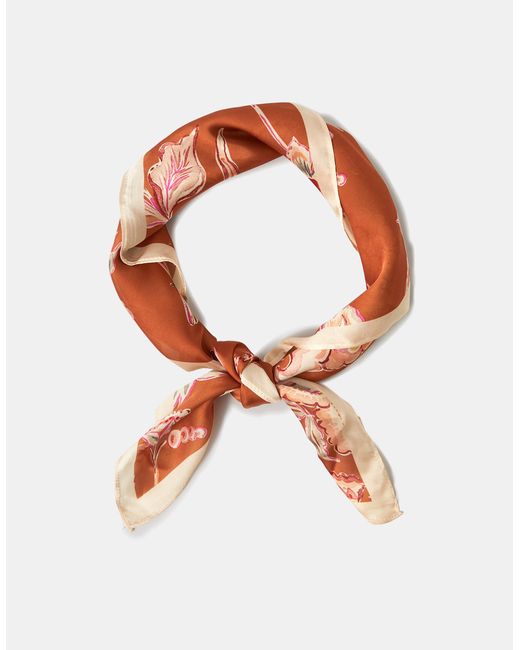 Accessorize Pink Floral Square Satin Scarf