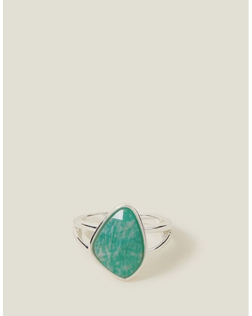 Accessorize Green Women's Sterling Silver-plated Amazonite Ring Silver