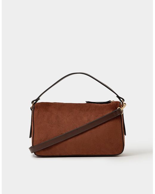 Accessorize Brown Faux Suede Handheld Bag