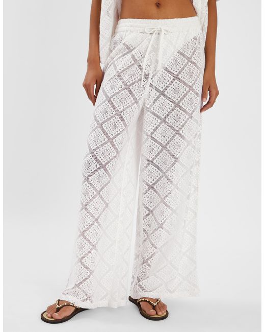 Accessorize White Crochet Wide Leg Trousers