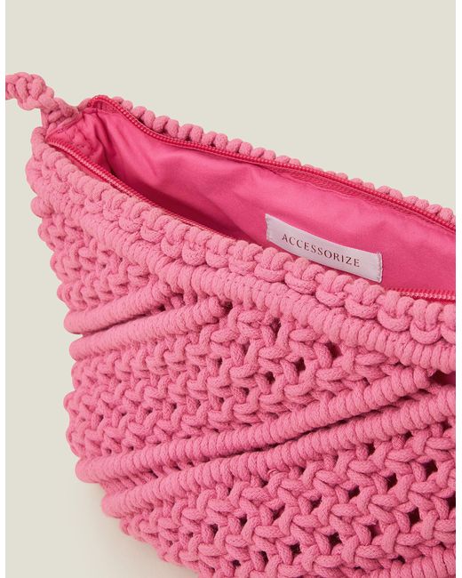 Accessorize Women's Macrame Cross-body Bag Pink