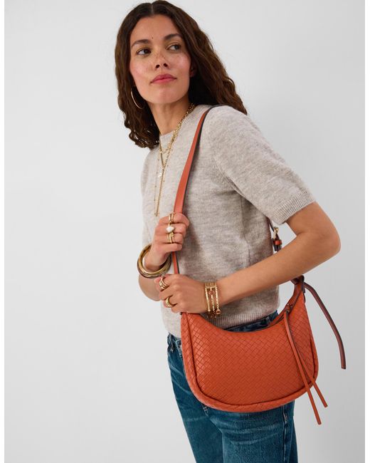 Accessorize Red Woven Scoop Crossbody Bag
