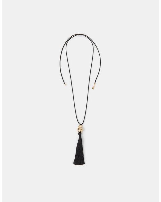 Accessorize White Long Tassel Cord Necklace