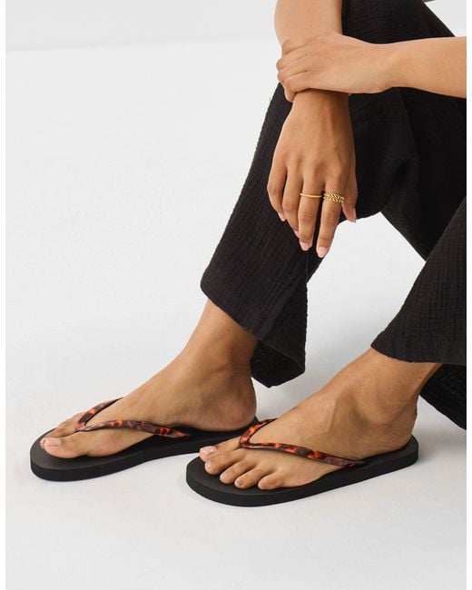 Accessorize Black Tort Flip Flops