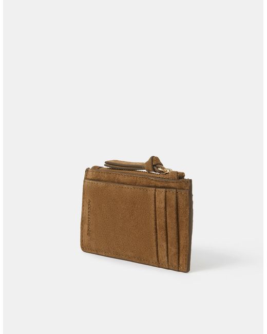 Accessorize Brown Suede Card Holder