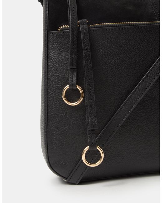 Accessorize Black Leather Messenger Crossbody Bag