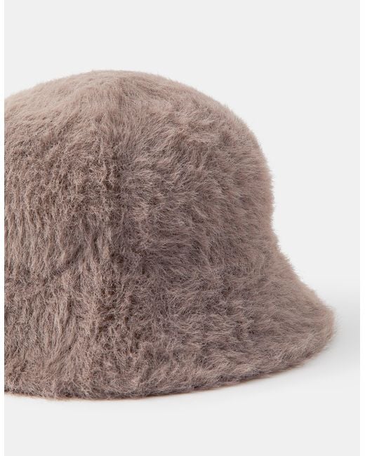 Accessorize Brown Fluffy Bucket Hat
