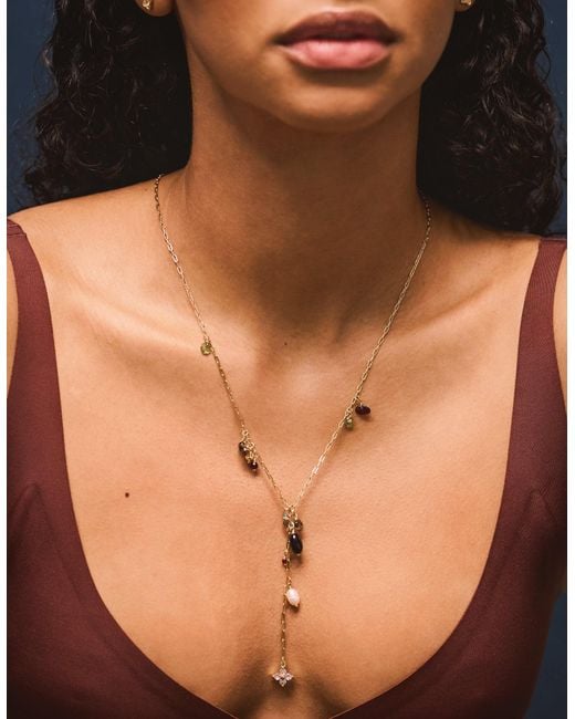 Accessorize White 14Ct-Plated Semi Precious Lariat Necklace