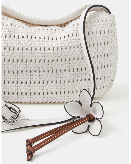 Accessorize White Woven Crossbody Bag