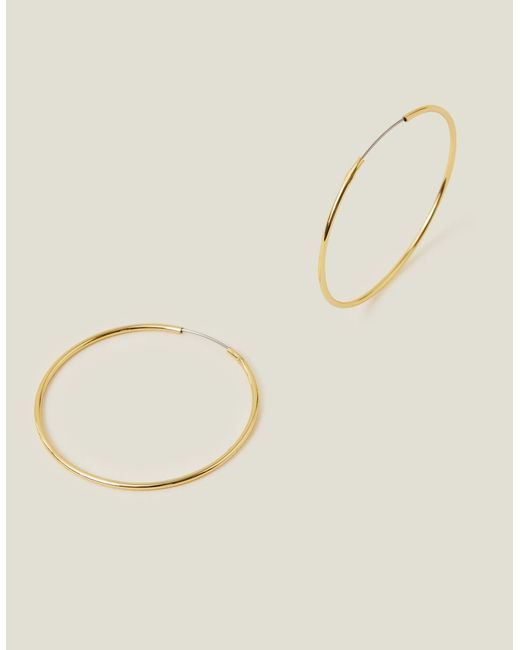 Accessorize Natural 14Ct Plated Brass Thin Hoop Earrings