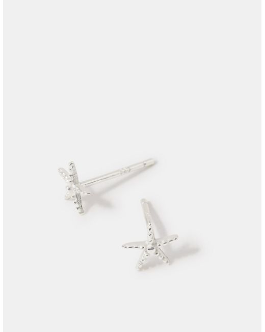 Accessorize White Sterling Starfish Stud Earrings