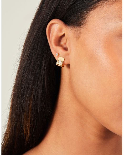 Accessorize Metallic Women's 14ct Gold-plated Chunky Star Hoops