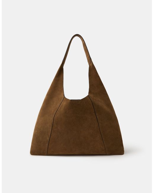 Accessorize Brown Large Suede Shoulder Bag