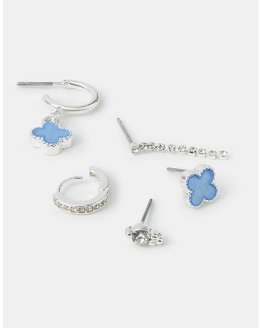 Accessorize White 5-Pack Clover Stud & Hoop Earrings