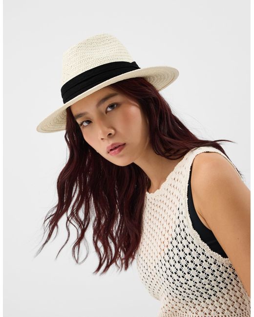 Accessorize White Louise Straw Fedora Hat