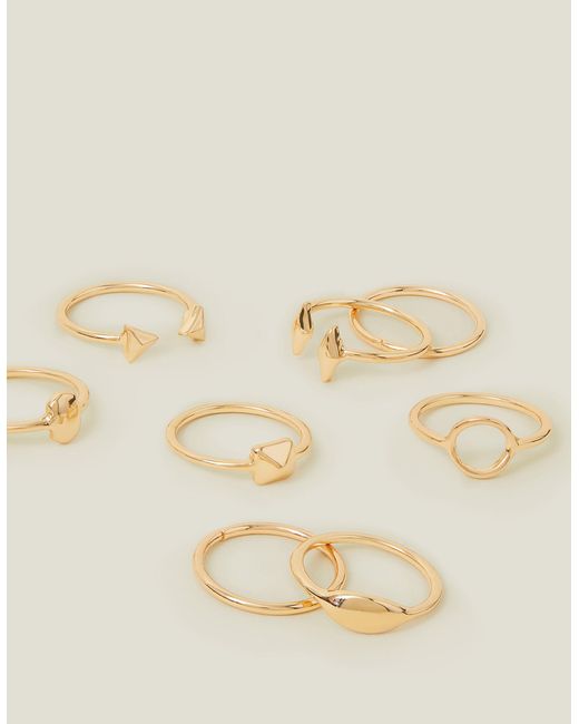 Accessorize Natural 8-pack Geometric Stacking Rings Gold
