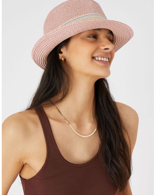 Accessorize Natural Women's Pink Sarah Sparkle Trilby Hat