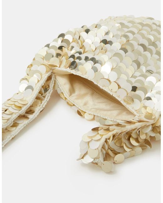 Accessorize Natural Sequin Wristlet Bag