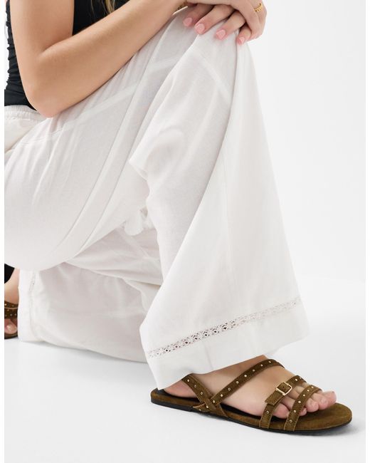 Accessorize Green Stud Suede Strappy Sandals