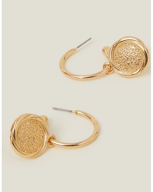 Accessorize Natural Coin Hoop Drop Earrings